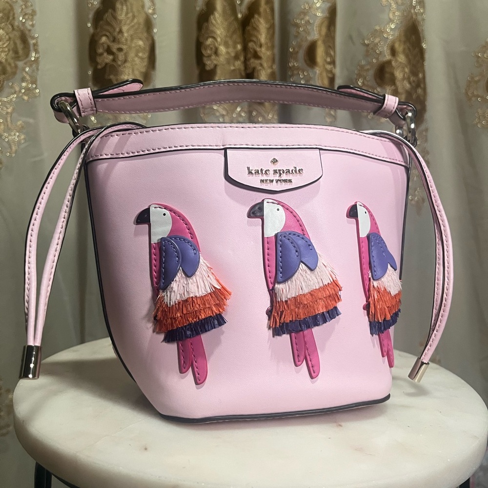 Kate Spade Light Pink Parrot Embellished Bag